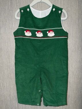 Classic Whimsy - Santa Smocked Boy Romper